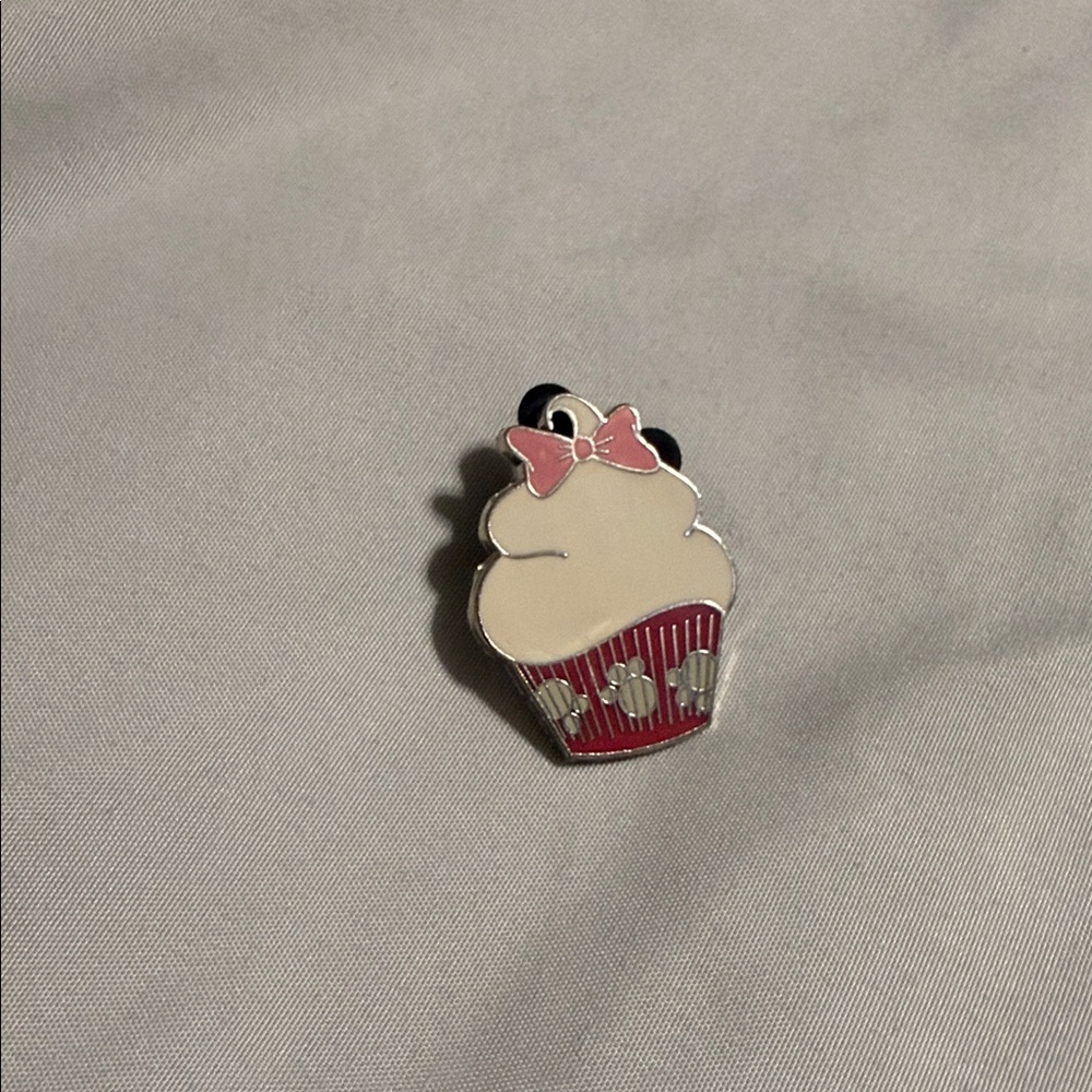 Cupcake Enamel Pin with Pink Bow